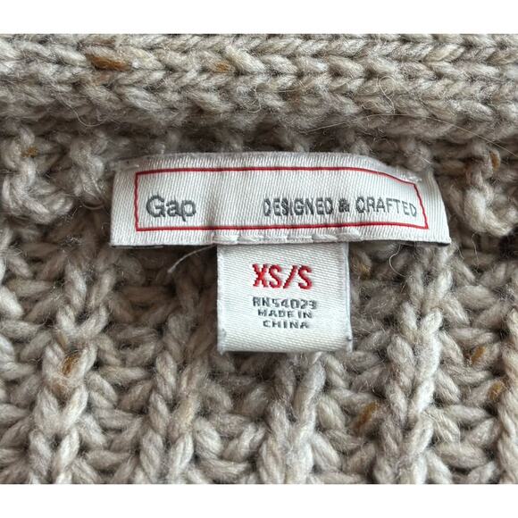 Gap Designed & Crafted Women's Open Cardigan Oatmeal Pockets Grandmacore Chunky - Picture 6 of 6